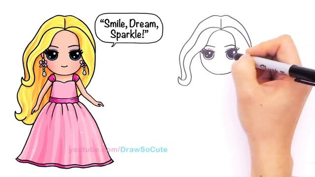 How to Draw Barbie Cute Step by step Draw So Cute Girl смотреть онлайн