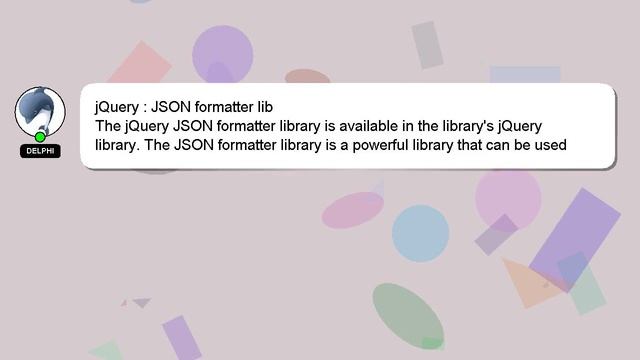 jQuery : JSON formatter lib смотреть онлайн