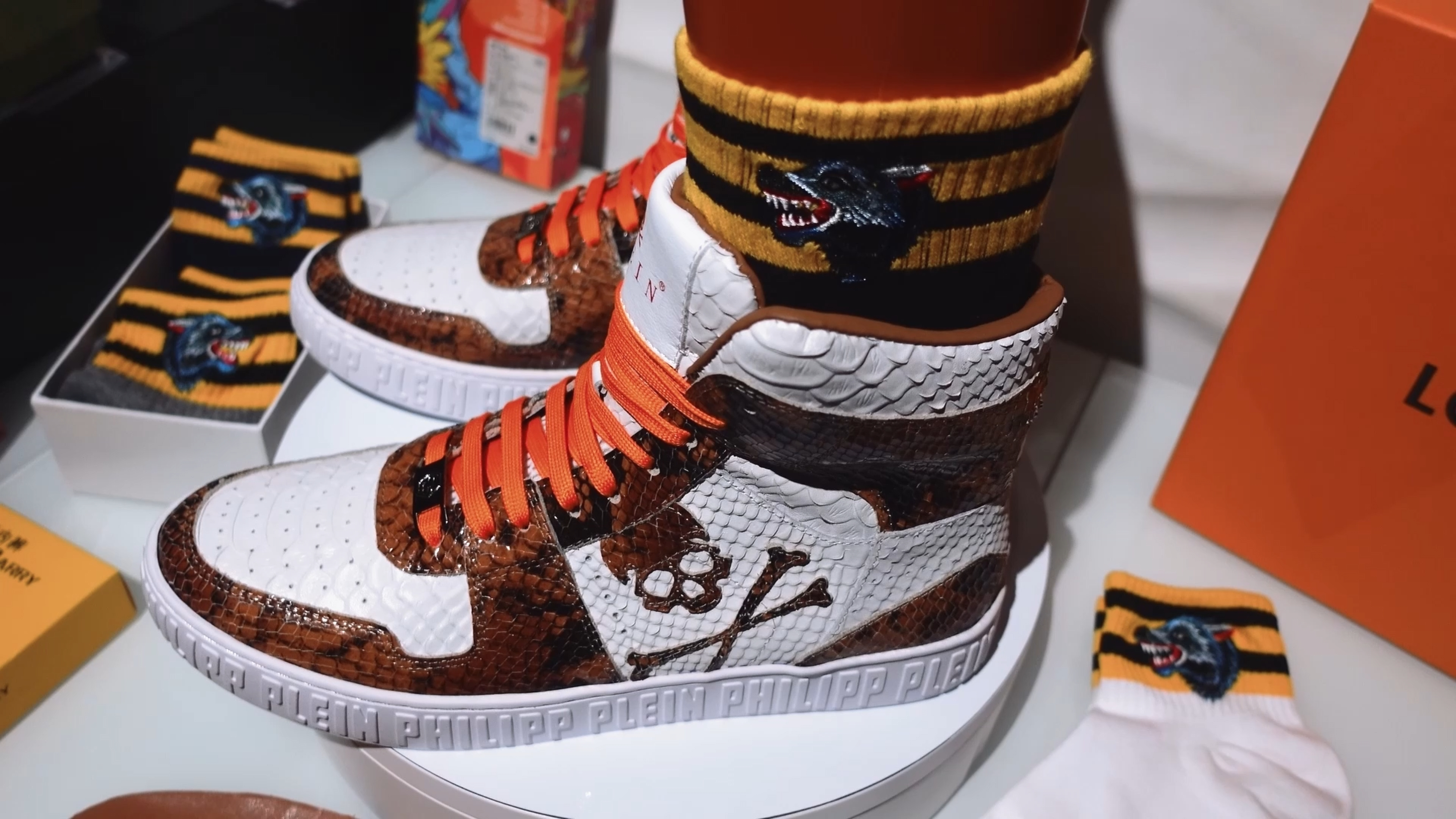 Philipp Plein кожа питона оранж