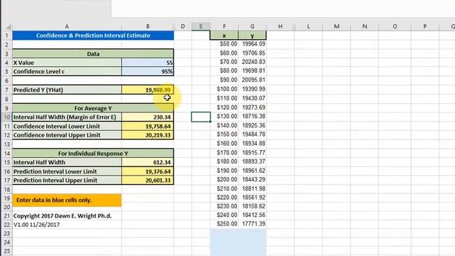 Simple Linear Regression Confidence Interval and Prediction Interval Excel Calculator смотреть онлайн