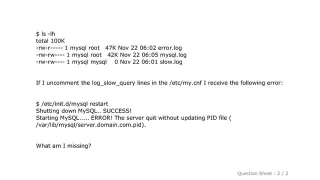 MySQL : Why does `log_slow_queries` break `my.cnf`? смотреть онлайн