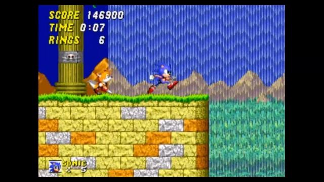 Sega Mega Drive 2 (Smd) 16-bit Sonic The Hedgehog 2 part Stage 3, Aqwatic Run
