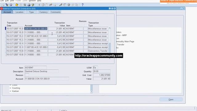 View Material Distributions - Oracle Inventory смотреть онлайн