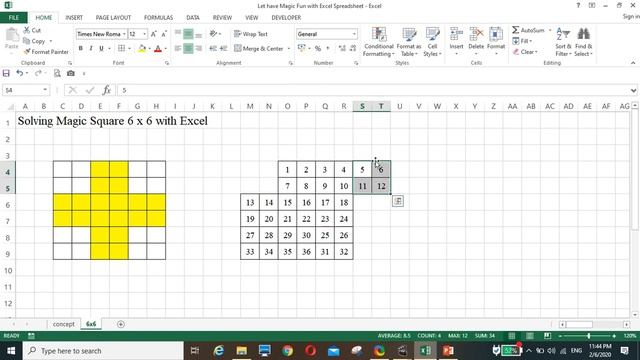 Solving Magic Square 6 x 6 with Excel смотреть онлайн