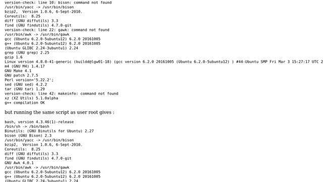 linux from scratch error "These critical programs are missing or too old: gawk" смотреть онлайн