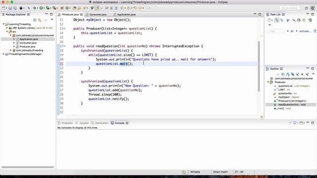047 Lecture 39 Producer Consumer Pattern Using wait and notify смотреть онлайн