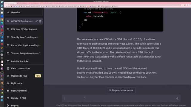Creating VPC Using AWS CDK With Chat GPT