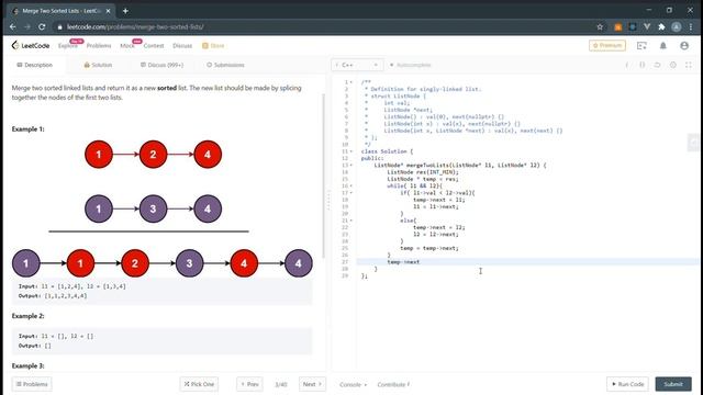 Leetcode Problem #21 || Merge Two Sorted Linked List смотреть онлайн