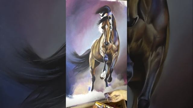 DRAWING OF: "WILD HORSE" soft pastel | ПРОЦЕСС РИСОВАНИЯ: "ДИКАЯ ЛОШАДЬ" сухая пастель смотреть онлайн
