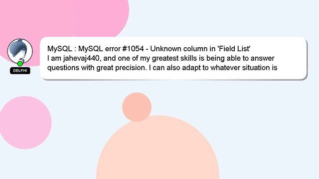 MySQL : MySQL error #1054 - Unknown column in 'Field List' смотреть онлайн