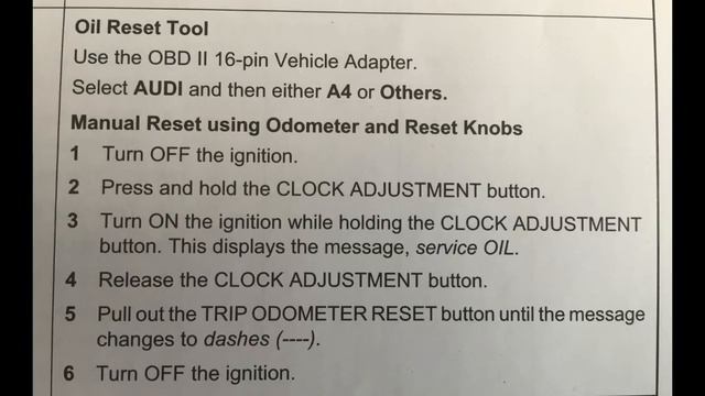 HOW TO RESET OIL SERVICE LIGHT 1995 AUDI A-4 A4 смотреть онлайн