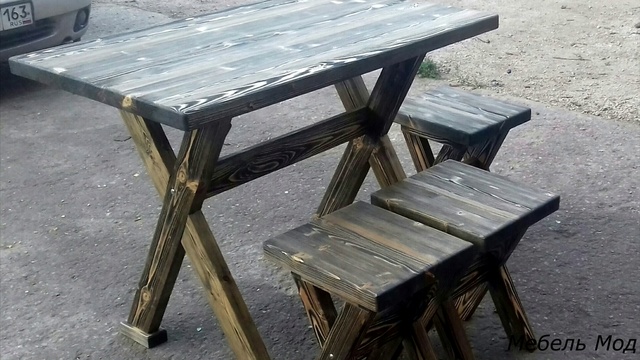 Стол, табуретки из массива сосны. смотреть онлайн