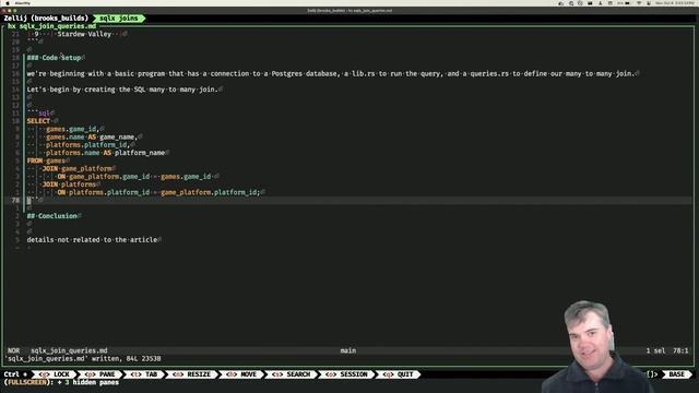 Stream archive: Finishing article for SQLx Rust many to many joins (2023-10-09 afternoon) смотреть онлайн
