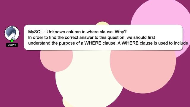 MySQL : Unknown column in where clause. Why? смотреть онлайн