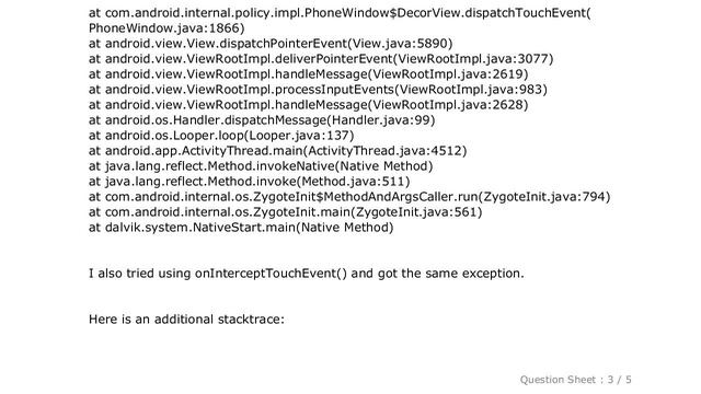 Android : java.lang.IllegalArgumentException: pointerIndex out of range Exception - dispatchTouchEv смотреть онлайн