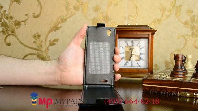 Фирменный оригинальный вертикальный откидной чехол-флип для Philips Xenium I908 черный кожаный смотреть онлайн