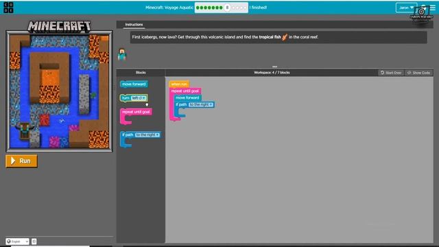 Hour of Code - Minecraft Voyage Level 1-12. смотреть онлайн