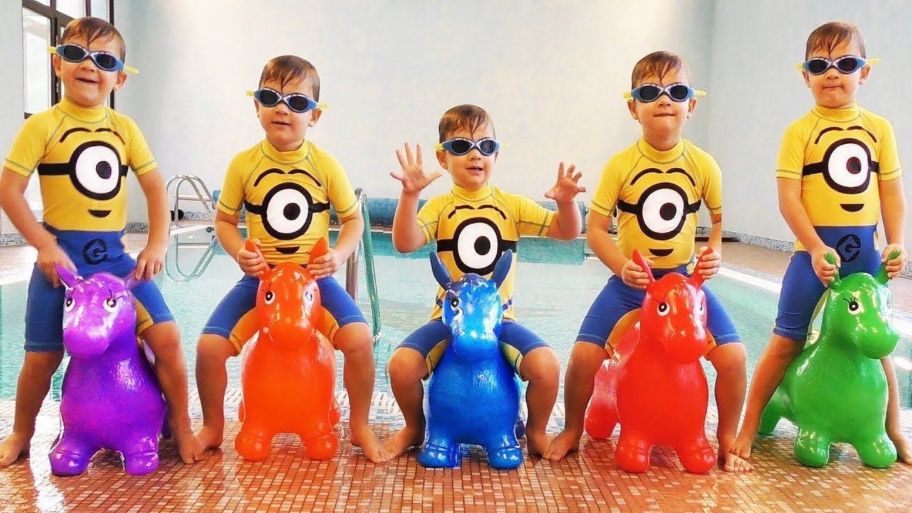 Learn Donkey Colors with Five Little Babies Jumping On The Bed Educational Videos Good Song for kids смотреть онлайн