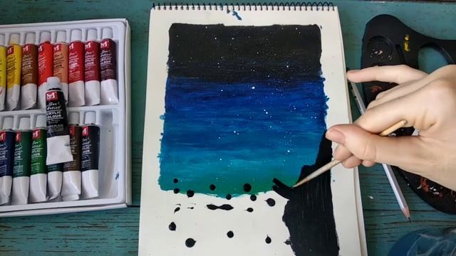 Как нарисовать звёздное небо и заменить мастихин смотреть онлайн