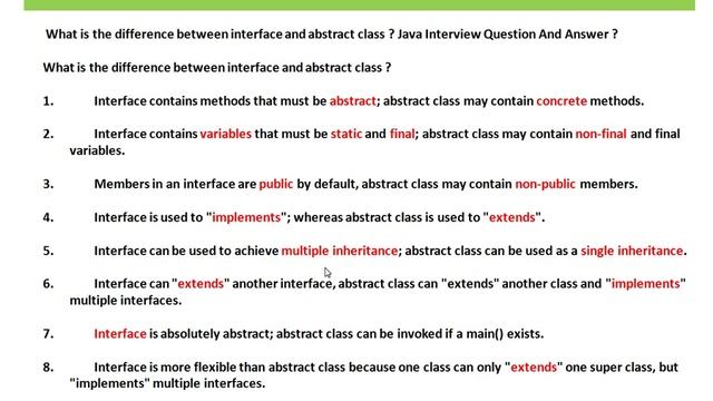 Interface And Abstract Class in Java 8 Differences смотреть онлайн