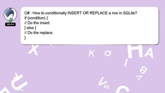 C# : How to conditionally INSERT OR REPLACE a row in SQLite? смотреть онлайн