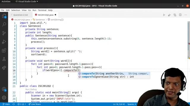 Sort words in alphabetical order | ISC Computer Science Practical 2012 | Q2 | SOLVED | Java смотреть онлайн