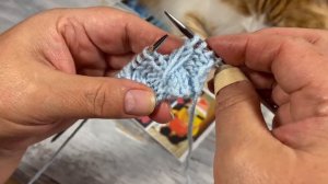 Узоры спицами. Резинка 2х2 с вытянутыми петлями. Knitting. Elastic band 2x2 with extended loops.