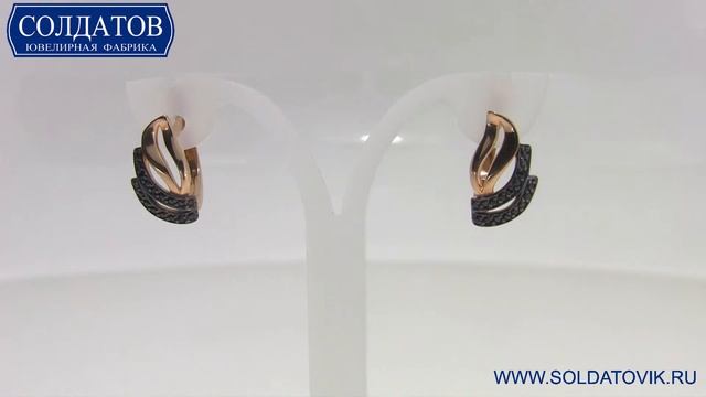 Красивые золотые серьги с чёрными фианитами C2382 2 71 смотреть онлайн