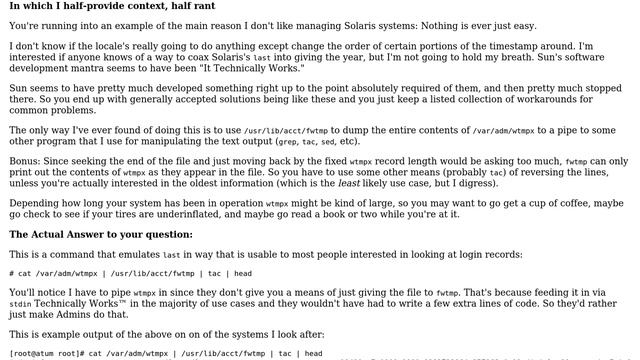 Unix & Linux: Can I change the output format of the "last" command to display the year? смотреть онлайн