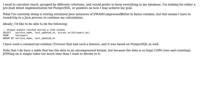 Databases: Storing bitsets in PostgreSQL? смотреть онлайн