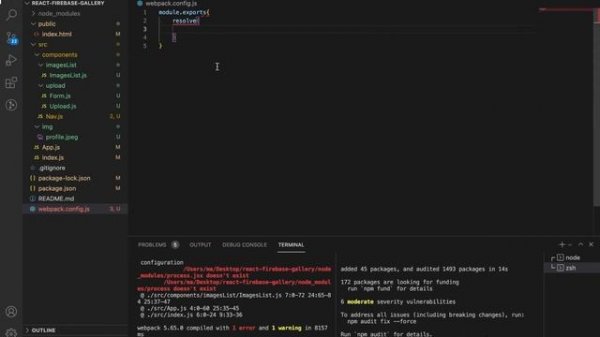 Solved: BREAKING CHANGE: webpack 5 used to include polyfills for node.js core modules by default