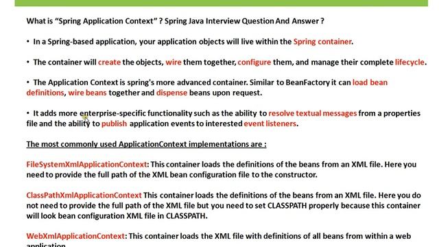 What is Spring Application Context Explain Spring Interview Question And Answer смотреть онлайн