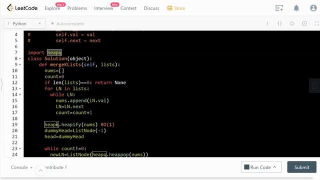 Leetcode 23. Merge k Sorted Lists | Heap | Amazon Coding Interview | Python смотреть онлайн