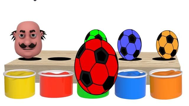 Learn Colors with Motu Patlu Toy egg & Soccer Balls | Finger Family song For Kids смотреть онлайн