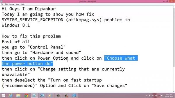 How fix SYSTEM SERVICE EXCEPTION atikmpag.sys problem in Windows 8.1