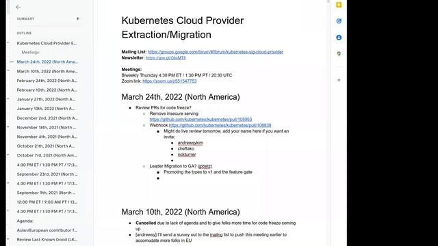 SIG Cloud Provider Extraction/Migration Subproject - 2022-03-24 смотреть онлайн