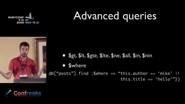 RUBYCONF 2009 - Getting Non-Relational with MongoDB by: Michael Dirolf смотреть онлайн