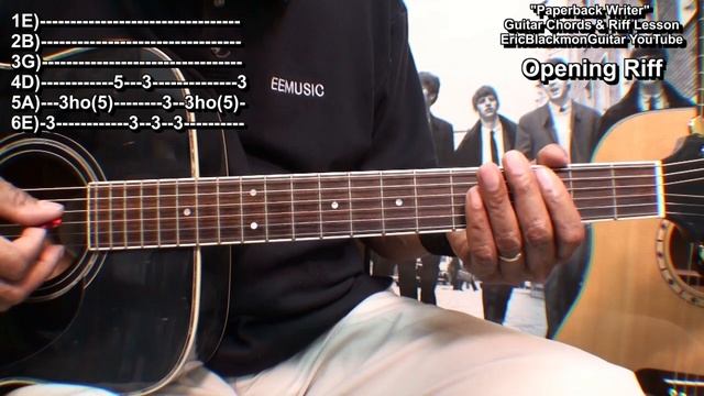 PAPERBACK WRITER The Beatles Guitar Lesson 2 Chords Beginner Guitar Lessons @EricBlackmonGuitar