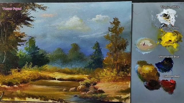 How I Paint Landscape Just By 4 Colors Oil Painting Landscape Step By Step 26 By Yasser Fayad смотреть онлайн