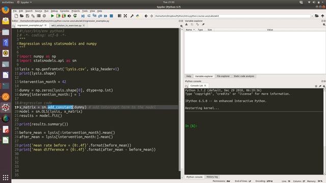 Week 3: Regression example using statsmodels and numpy смотреть онлайн