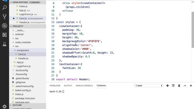 React Native - Login Form - Card Component - part 1 смотреть онлайн