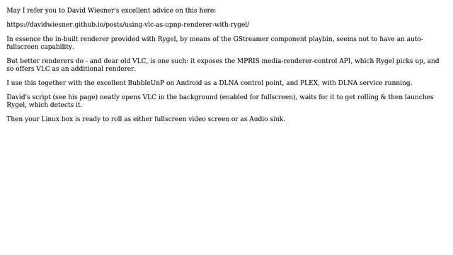 Ubuntu: How can I make Rygel's Playbin (UPnP/DLNA Renderer/Player) always show up full screen? смотреть онлайн