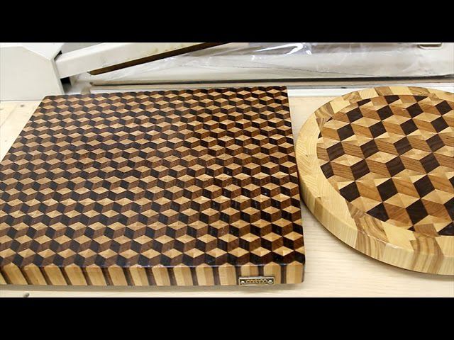 3D end grain cutting board #2 with the small cubes смотреть онлайн