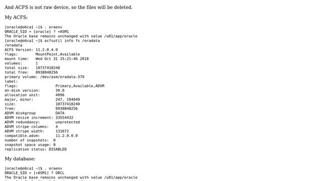 Databases: Oracle 11g - DROP database command on ACFS смотреть онлайн