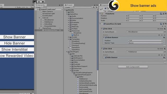 MobileAds - Admob & Unity Ads integration tutorial using GameFlow visual scripting смотреть онлайн