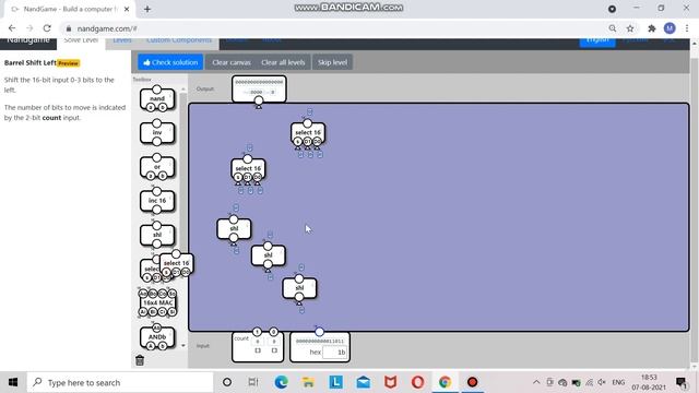 NAND Game - Nand, Left Shift, Barrel Shift Left, Max