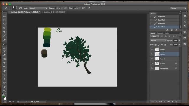 Как нарисовать дерево /Кисти в Фотошопе смотреть онлайн