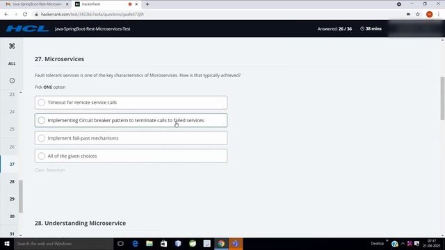 HCL | HACKER RANK | JAVA-SPRING BOOT-MICROSERVICES-TEST | REAL-TIME | 2021 PART - 2 смотреть онлайн
