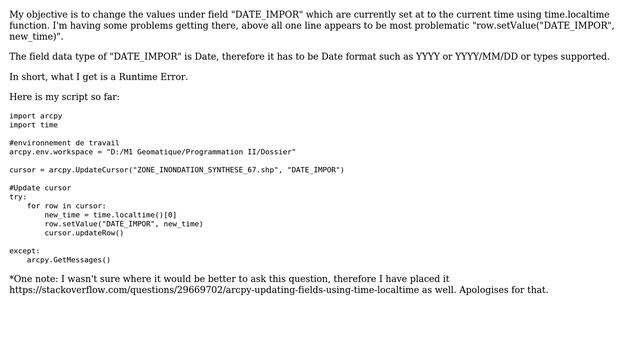 GIS: Arcpy - Updating fields using time.localtime() смотреть онлайн