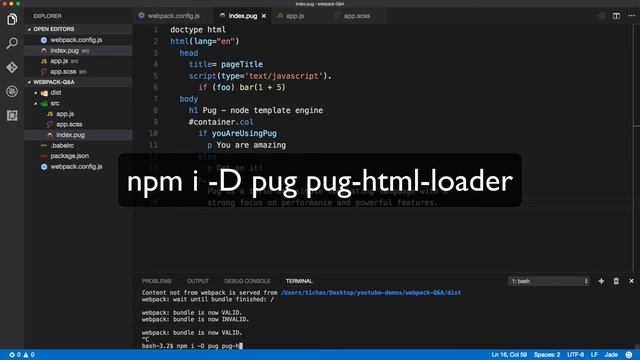 Webpack 2 - How to use pug (jade) templates with Webpack смотреть онлайн